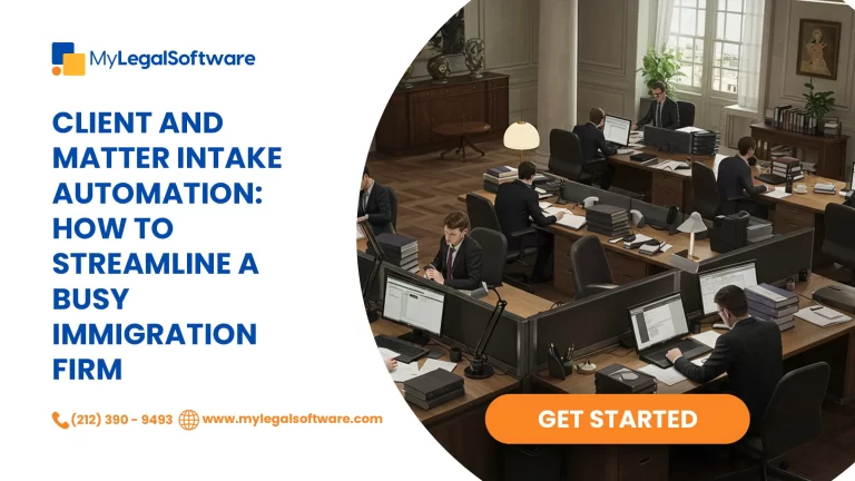 Dashboard view of client and matter intake automation for immigration law firms.