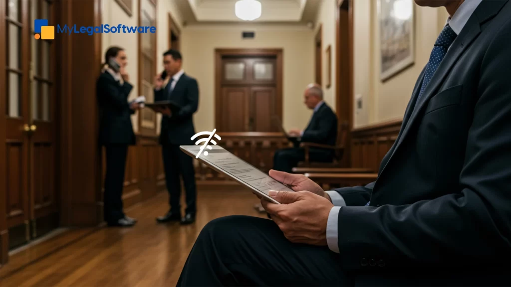 Courtroom, client meeting, or travel—your case files go where you go.
